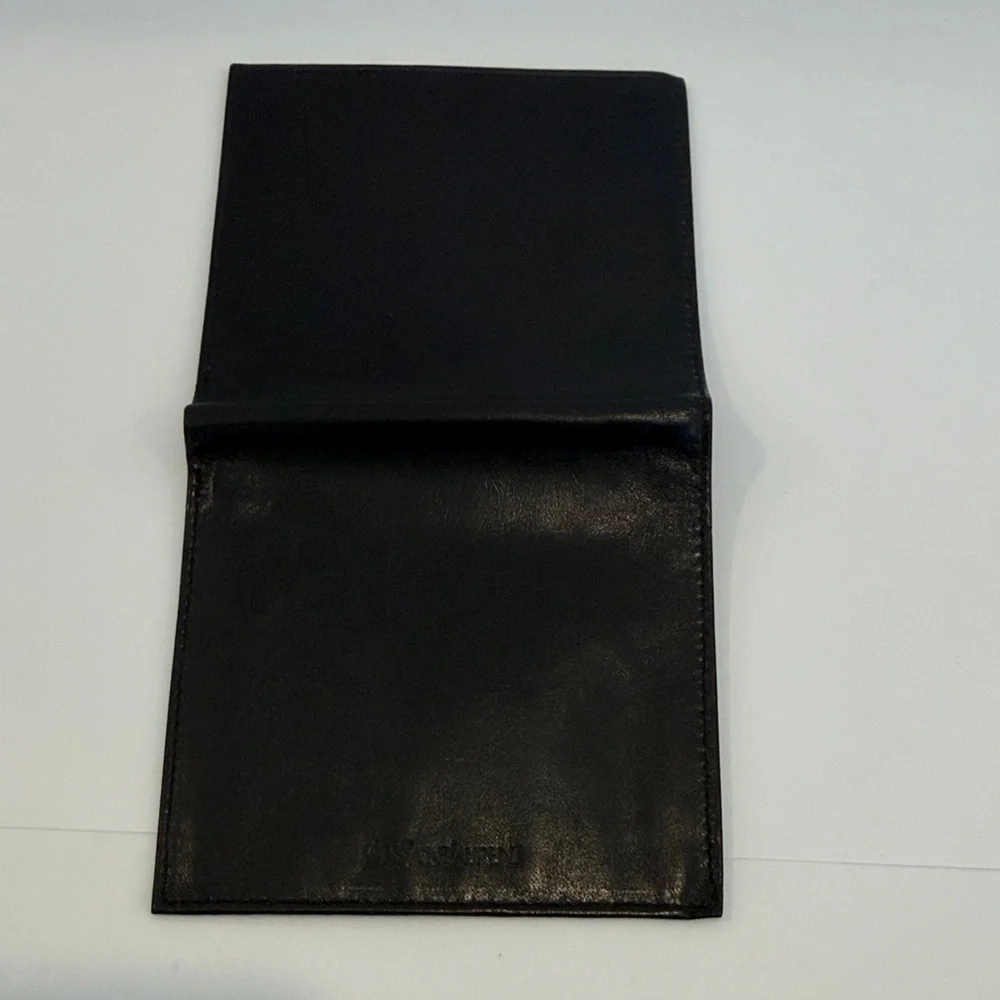 Vintage Yves Saint Laurent Midnight Black Leather Bifold Wallet Aniline Cowhide
